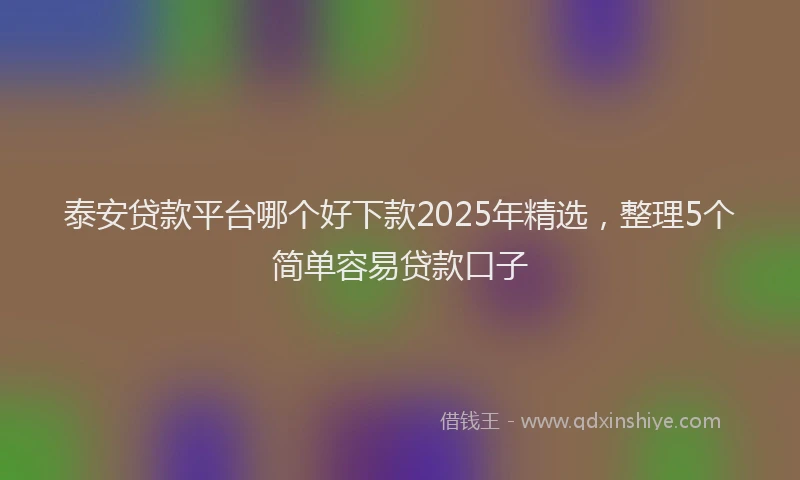 泰安贷款平台哪个好下款2025年精选，整理5个简单容易贷款口子