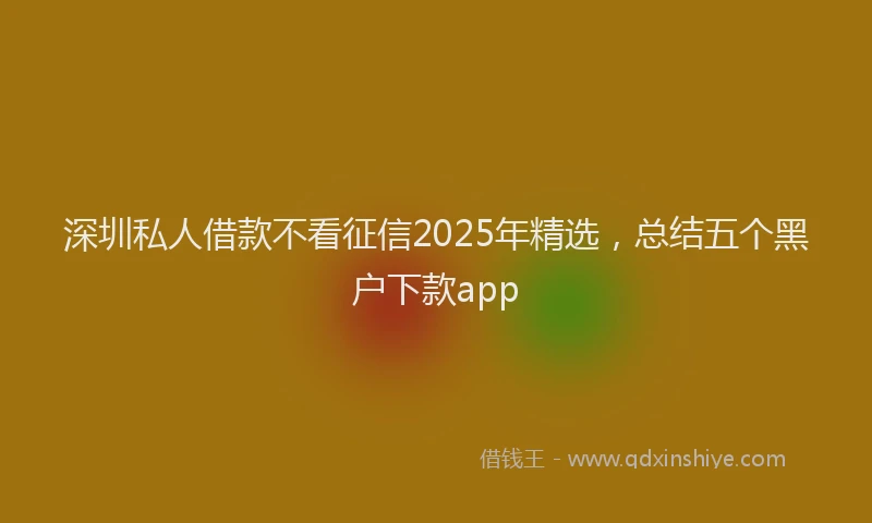 深圳私人借款不看征信2025年精选，总结五个黑户下款app