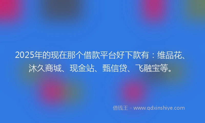 2025年的现在那个借款平台好下款有：维品花、沐久商城、现金站、甄信贷、飞融宝等。