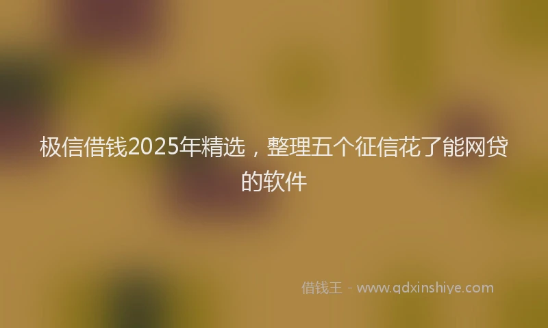 极信借钱2025年精选，整理五个征信花了能网贷的软件