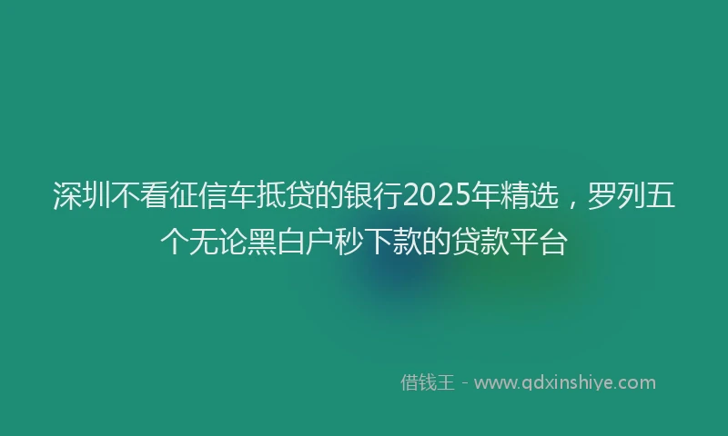 深圳不看征信车抵贷的银行2025年精选，罗列五个无论黑白户秒下款的贷款平台