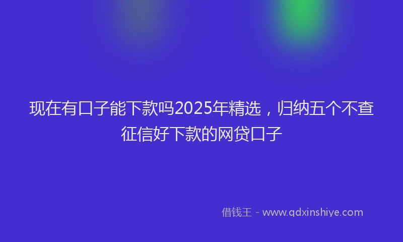 现在有口子能下款吗2025年精选，归纳五个不查征信好下款的网贷口子