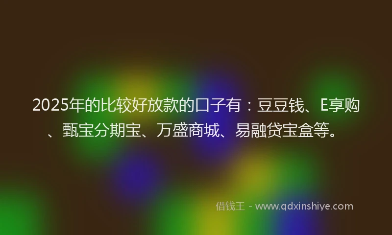 2025年的比较好放款的口子有：豆豆钱、E享购、甄宝分期宝、万盛商城、易融贷宝盒等。