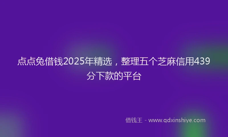 点点兔借钱2025年精选，整理五个芝麻信用439分下款的平台