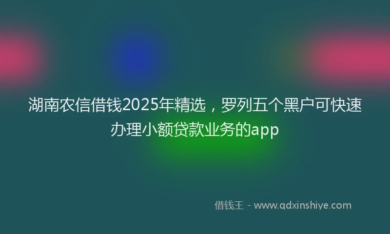 湖南农信借钱2025年精选，罗列五个黑户可快速办理小额贷款业务的app