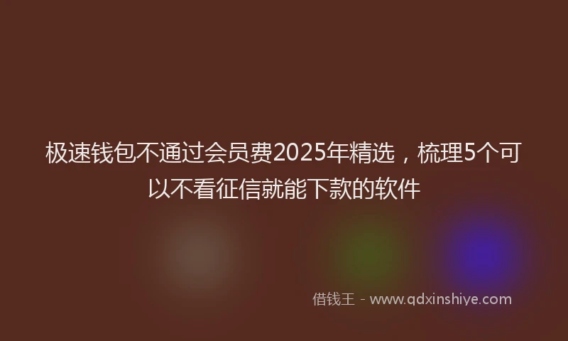 极速钱包不通过会员费2025年精选，梳理5个可以不看征信就能下款的软件