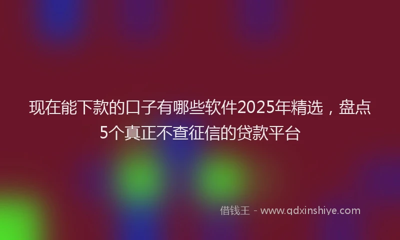 现在能下款的口子有哪些软件2025年精选，盘点5个真正不查征信的贷款平台
