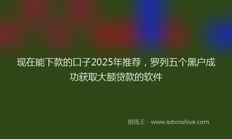 现在能下款的口子2025年推荐，罗列五个黑户成功获取大额贷款的软件