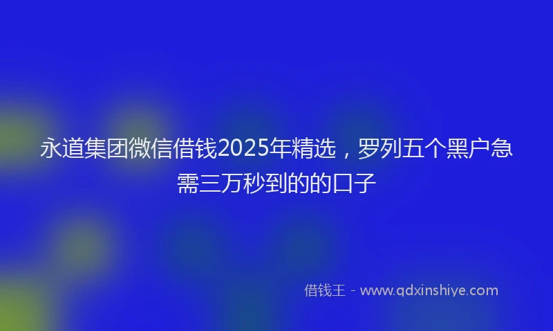 永道集团微信借钱2025年精选，罗列五个黑户急需三万秒到的的口子