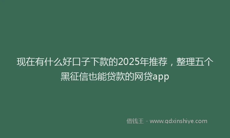 现在有什么好口子下款的2025年推荐，整理五个黑征信也能贷款的网贷app