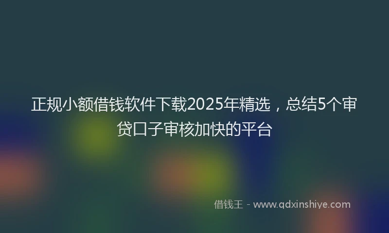 正规小额借钱软件下载2025年精选，总结5个审贷口子审核加快的平台