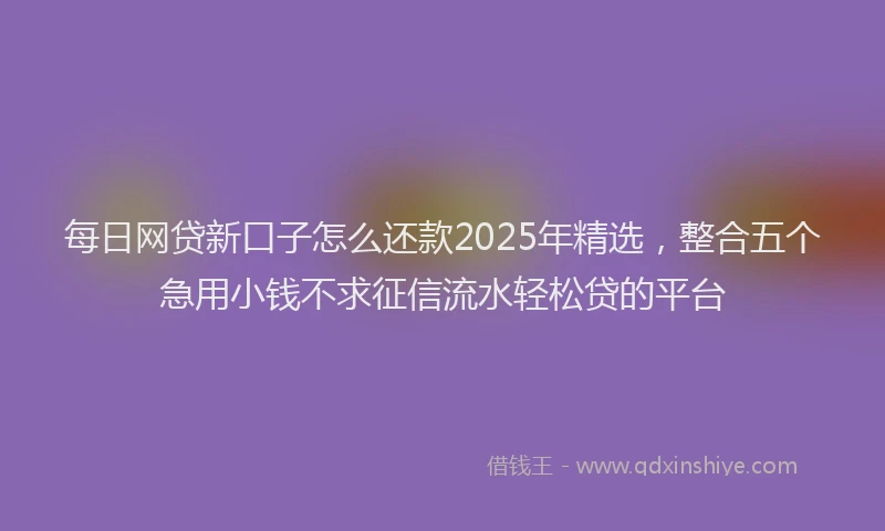 每日网贷新口子怎么还款2025年精选，整合五个急用小钱不求征信流水轻松贷的平台