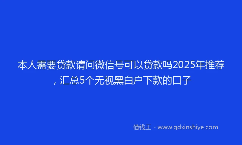本人需要贷款请问微信号可以贷款吗2025年推荐，汇总5个无视黑白户下款的口子