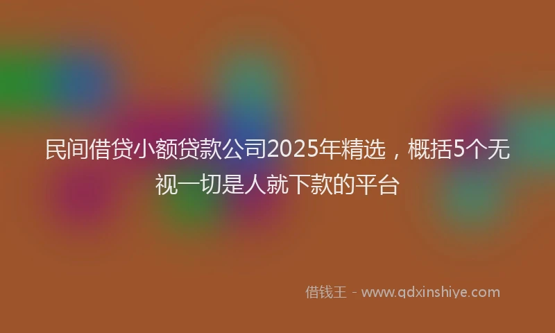 民间借贷小额贷款公司2025年精选，概括5个无视一切是人就下款的平台
