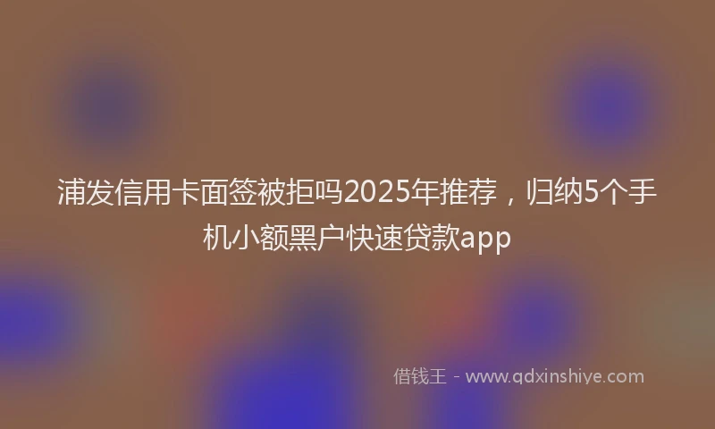 浦发信用卡面签被拒吗2025年推荐，归纳5个手机小额黑户快速贷款app