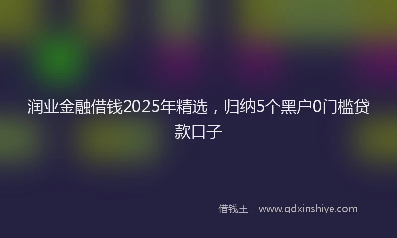润业金融借钱2025年精选，归纳5个黑户0门槛贷款口子