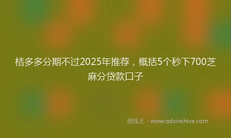 桔多多分期不过2025年推荐，概括5个秒下700芝麻分贷款口子