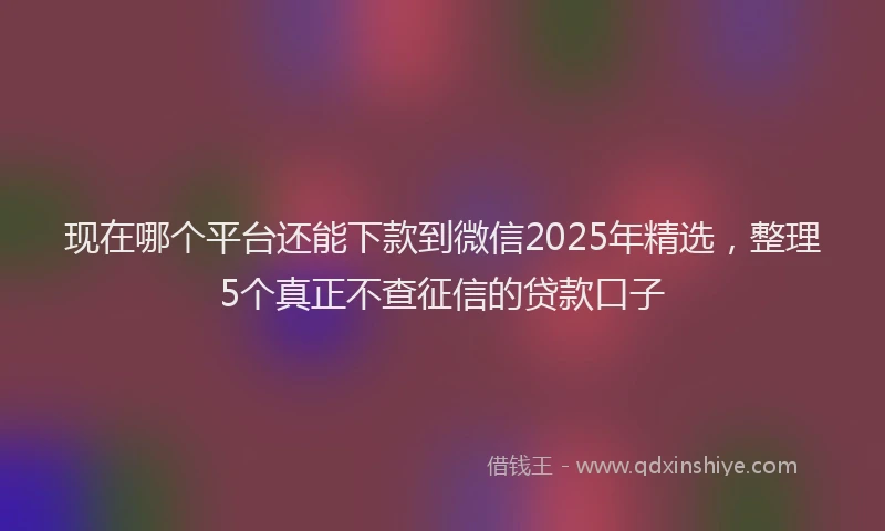 现在哪个平台还能下款到微信2025年精选，整理5个真正不查征信的贷款口子