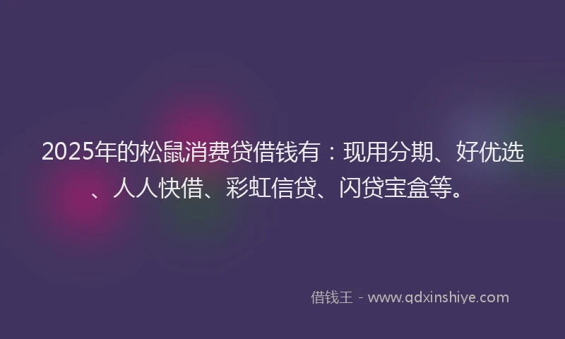 2025年的松鼠消费贷借钱有：现用分期、好优选、人人快借、彩虹信贷、闪贷宝盒等。