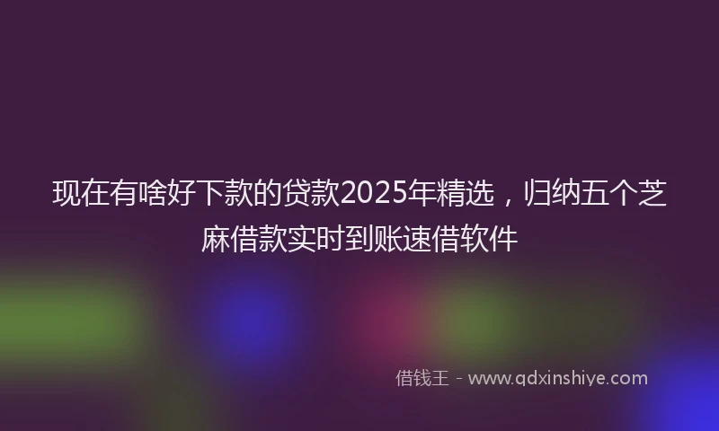现在有啥好下款的贷款2025年精选，归纳五个芝麻借款实时到账速借软件