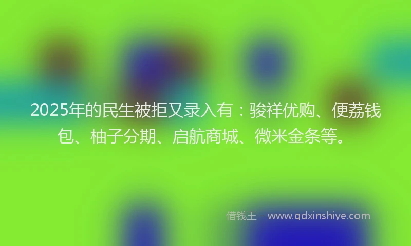 2025年的民生被拒又录入有：骏祥优购、便荔钱包、柚子分期、启航商城、微米金条等。