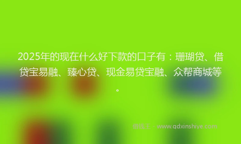 2025年的现在什么好下款的口子有：珊瑚贷、借贷宝易融、臻心贷、现金易贷宝融、众帮商城等。