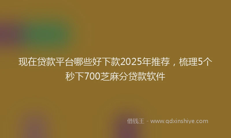 现在贷款平台哪些好下款2025年推荐，梳理5个秒下700芝麻分贷款软件