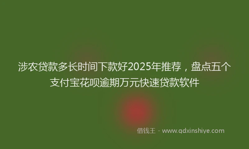 涉农贷款多长时间下款好2025年推荐，盘点五个支付宝花呗逾期万元快速贷款软件