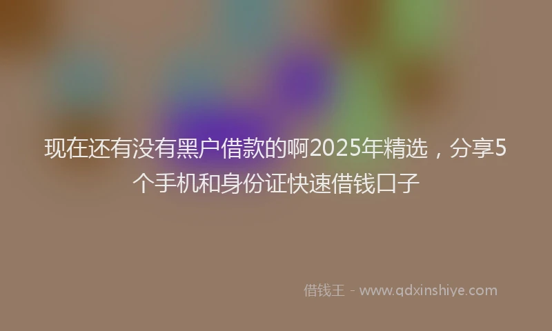 现在还有没有黑户借款的啊2025年精选，分享5个手机和身份证快速借钱口子