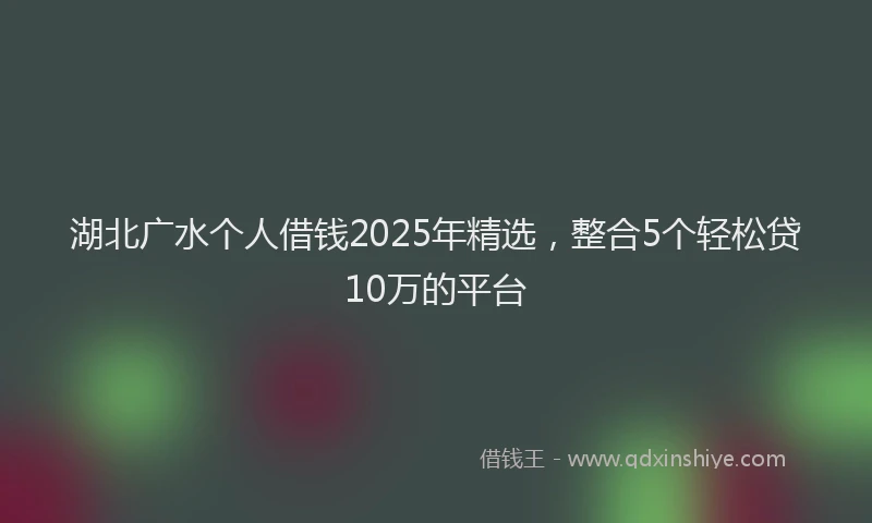 湖北广水个人借钱2025年精选，整合5个轻松贷10万的平台