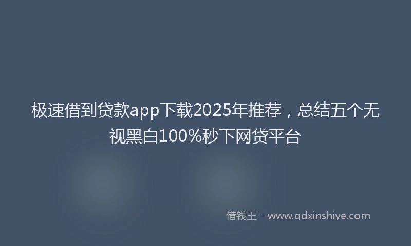 极速借到贷款app下载2025年推荐，总结五个无视黑白100%秒下网贷平台