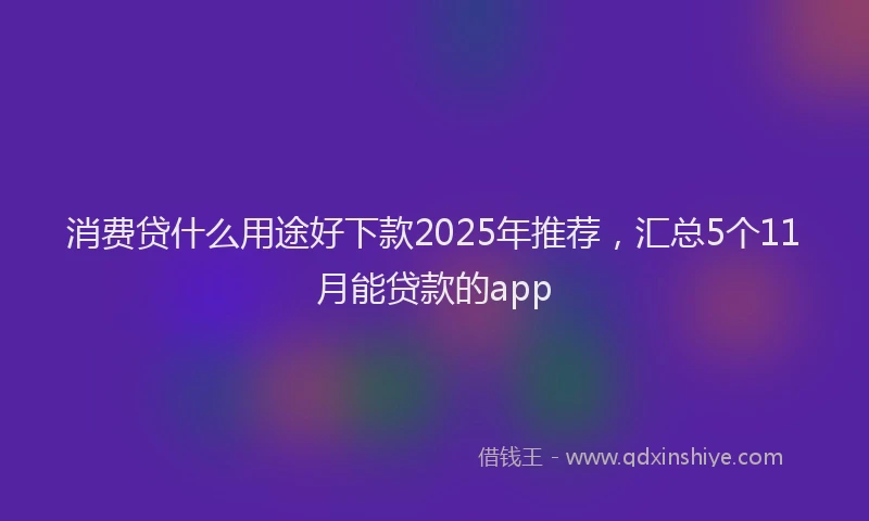 消费贷什么用途好下款2025年推荐，汇总5个11月能贷款的app