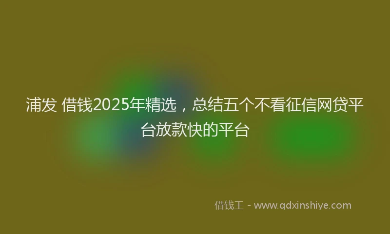 浦发 借钱2025年精选，总结五个不看征信网贷平台放款快的平台
