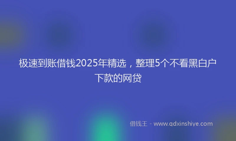 极速到账借钱2025年精选，整理5个不看黑白户下款的网贷