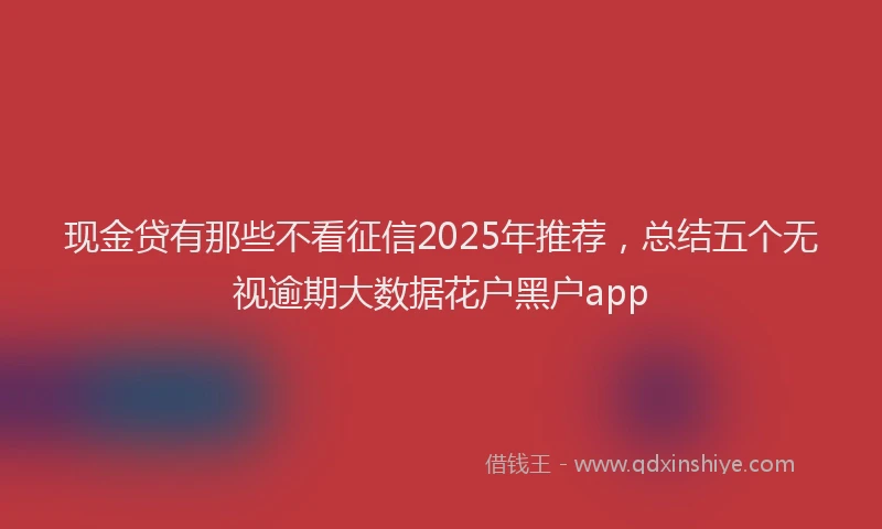 现金贷有那些不看征信2025年推荐，总结五个无视逾期大数据花户黑户app