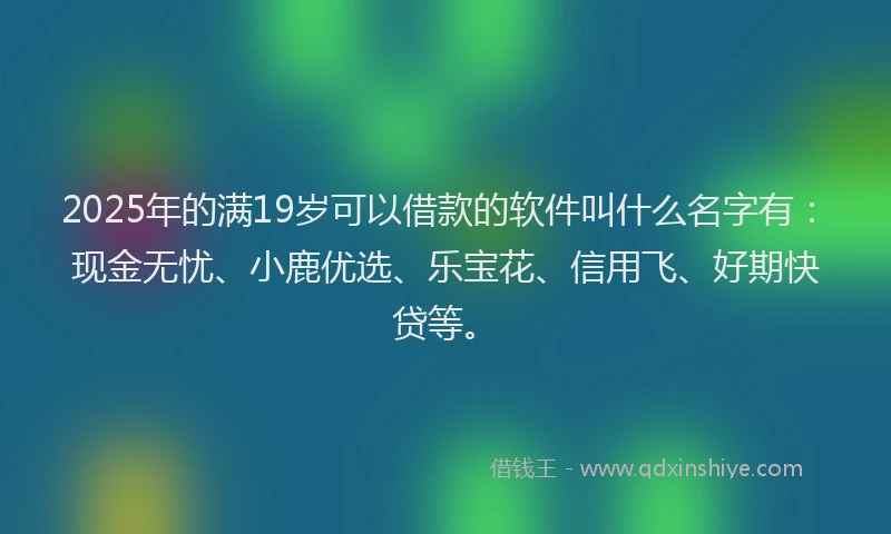 2025年的满19岁可以借款的软件叫什么名字有：现金无忧、小鹿优选、乐宝花、信用飞、好期快贷等。