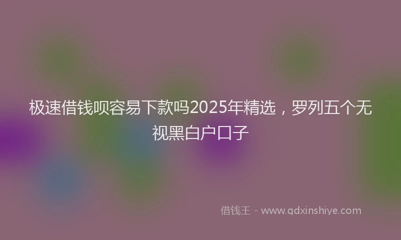 极速借钱呗容易下款吗2025年精选，罗列五个无视黑白户口子