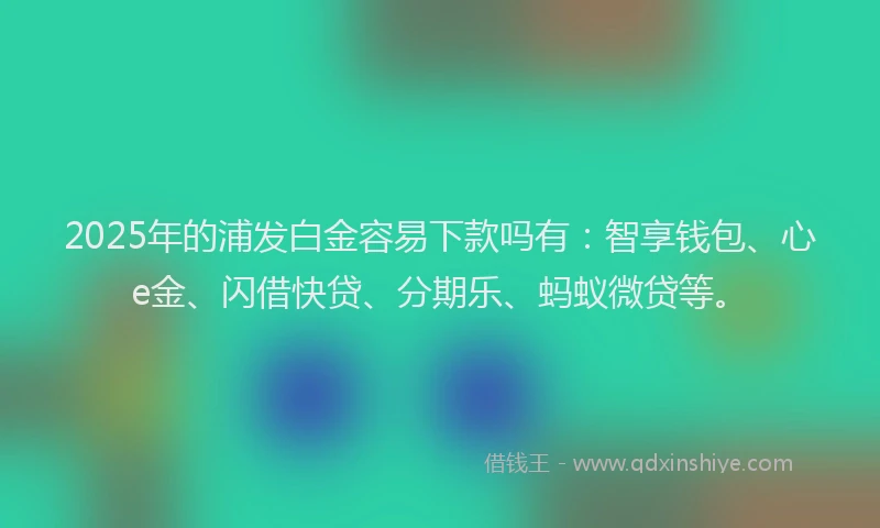 2025年的浦发白金容易下款吗有：智享钱包、心e金、闪借快贷、分期乐、蚂蚁微贷等。