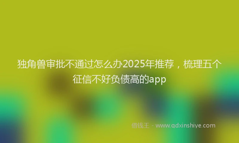 独角兽审批不通过怎么办2025年推荐，梳理五个征信不好负债高的app