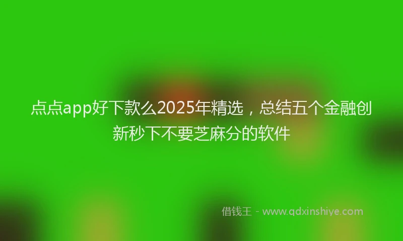 点点app好下款么2025年精选，总结五个金融创新秒下不要芝麻分的软件