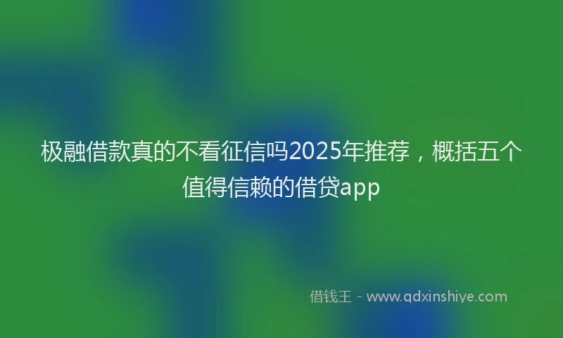 极融借款真的不看征信吗2025年推荐，概括五个值得信赖的借贷app
