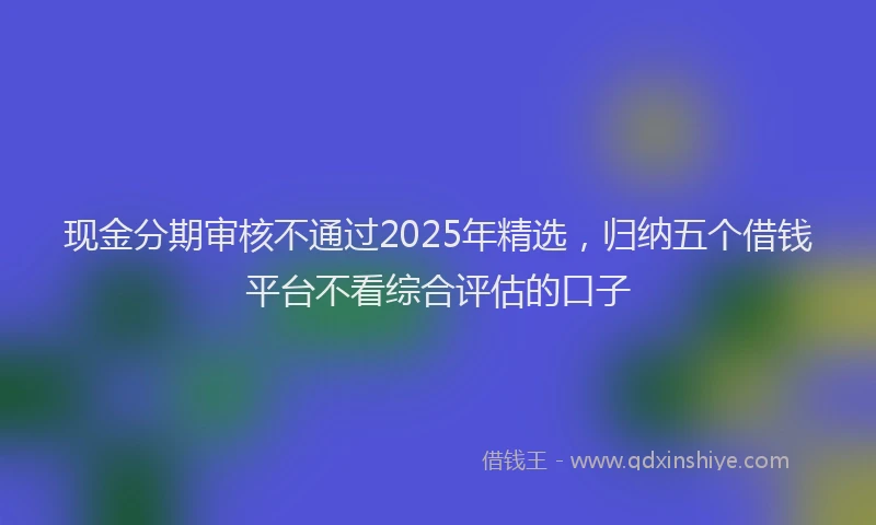 现金分期审核不通过2025年精选，归纳五个借钱平台不看综合评估的口子