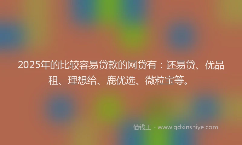2025年的比较容易贷款的网贷有：还易贷、优品租、理想给、鹿优选、微粒宝等。