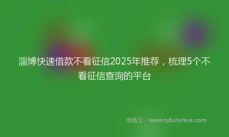 淄博快速借款不看征信2025年推荐，梳理5个不看征信查询的平台