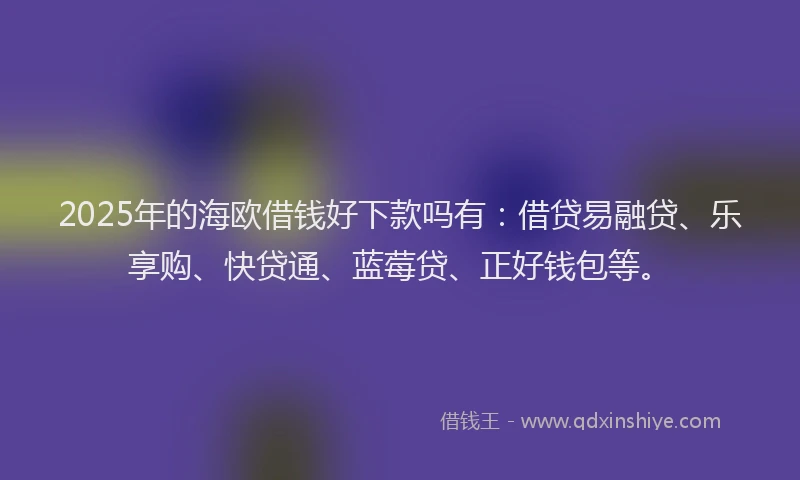 2025年的海欧借钱好下款吗有：借贷易融贷、乐享购、快贷通、蓝莓贷、正好钱包等。