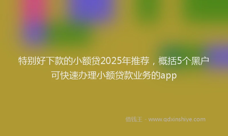 特别好下款的小额贷2025年推荐，概括5个黑户可快速办理小额贷款业务的app