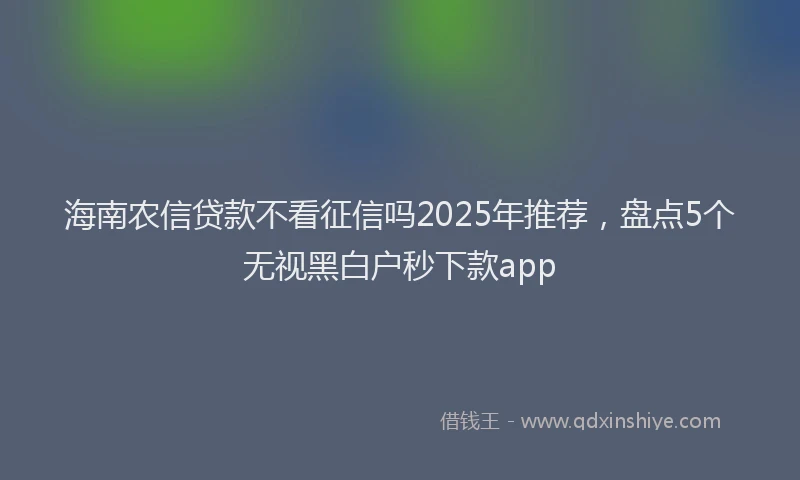 海南农信贷款不看征信吗2025年推荐，盘点5个无视黑白户秒下款app