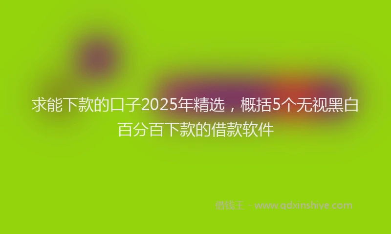 求能下款的口子2025年精选，概括5个无视黑白百分百下款的借款软件