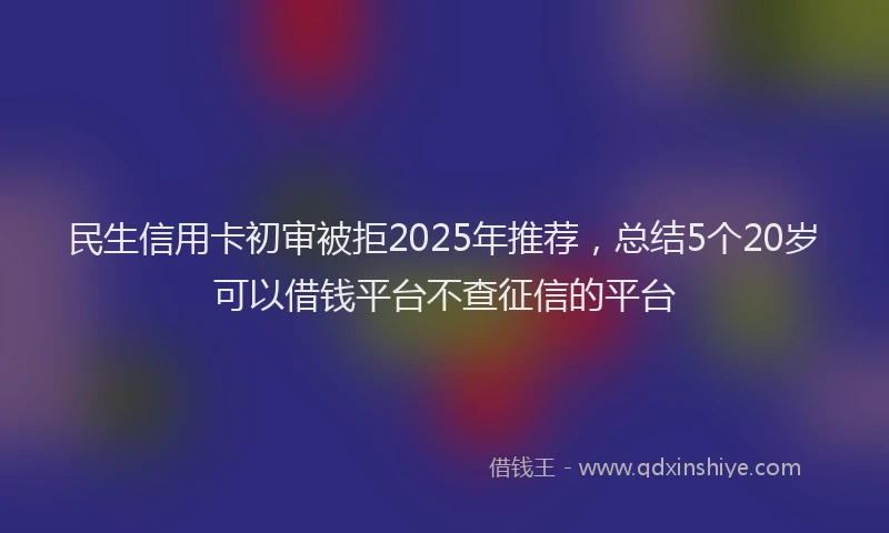 民生信用卡初审被拒2025年推荐，总结5个20岁可以借钱平台不查征信的平台