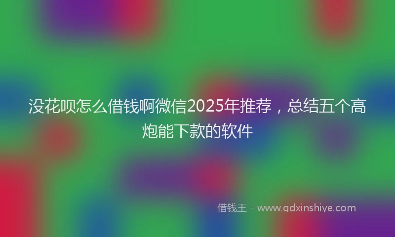 没花呗怎么借钱啊微信2025年推荐，总结五个高炮能下款的软件